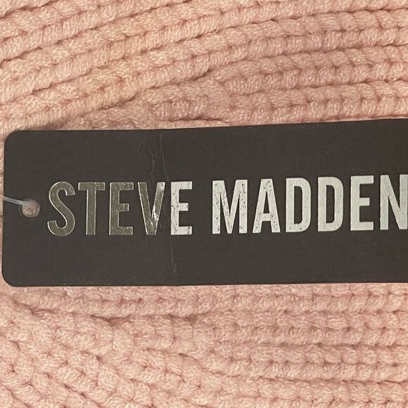 Steve Madden Women’s Pink Blush Ribbed Wide Cuff Winter Beanie ONE SIZE - Picture 4 of 6